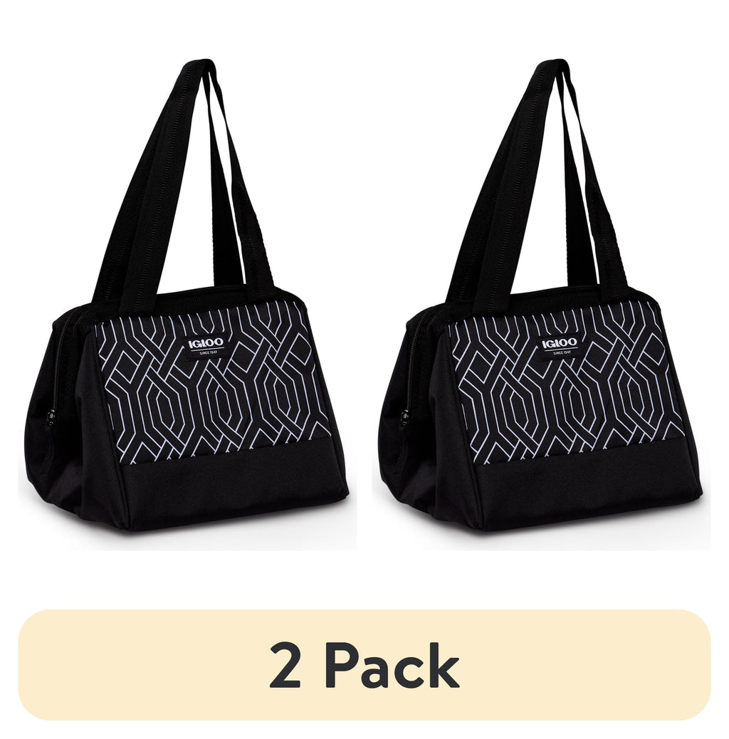 Leftover Polyester Lunch Tote Cooler, 9 Can Capacity, Black and White, Well Suited to Hot or Cold Meals Away from Home