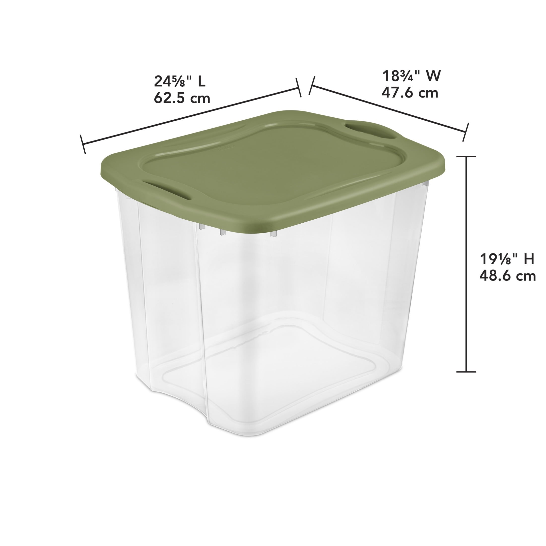 EZ Carry 95 Quart Extra-Large Storage Bin, Clear Plastic Storage Container with Full-Grip Handles, Green