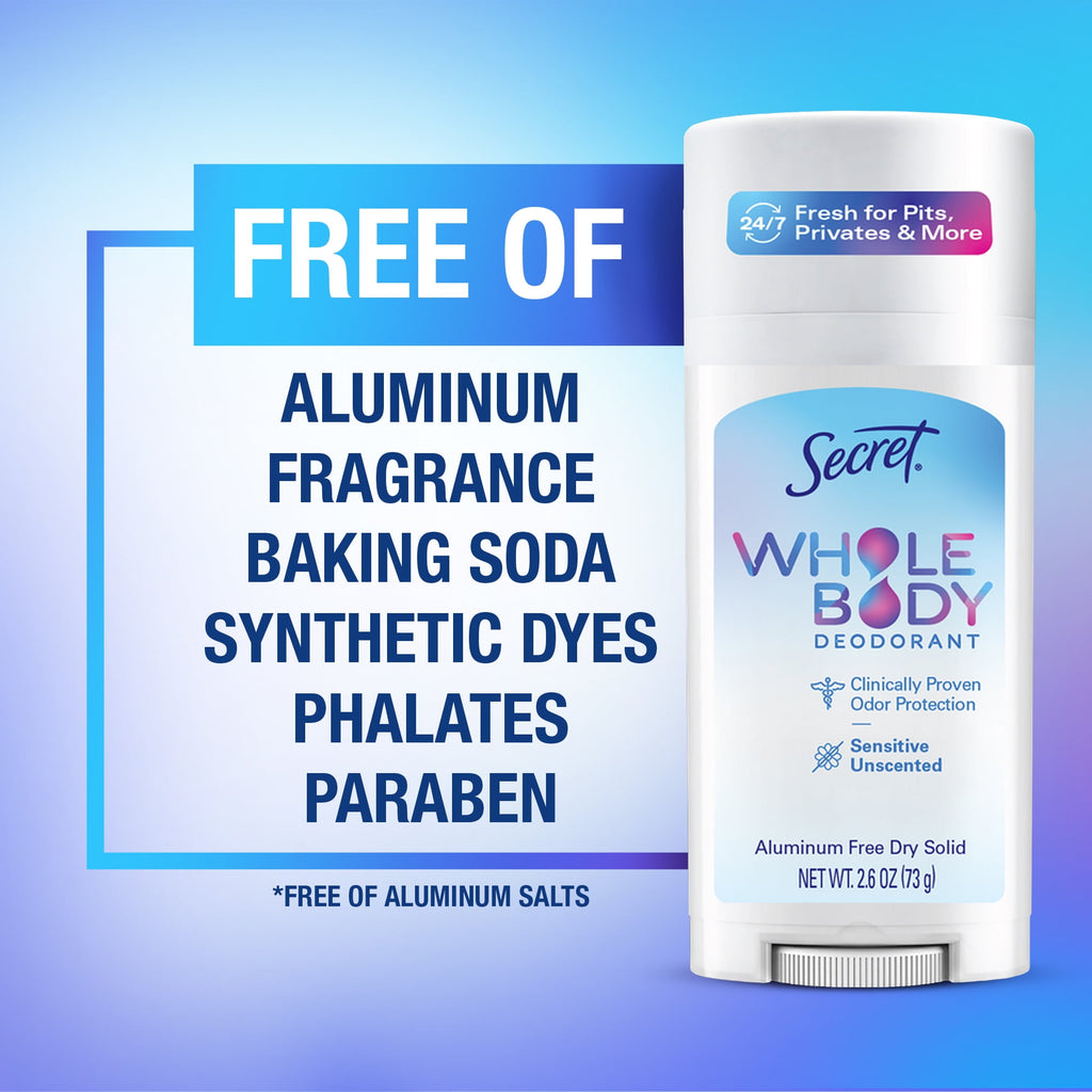 Whole Body Stick Aluminum Free Deodorant for Women Unscented 2.6oz