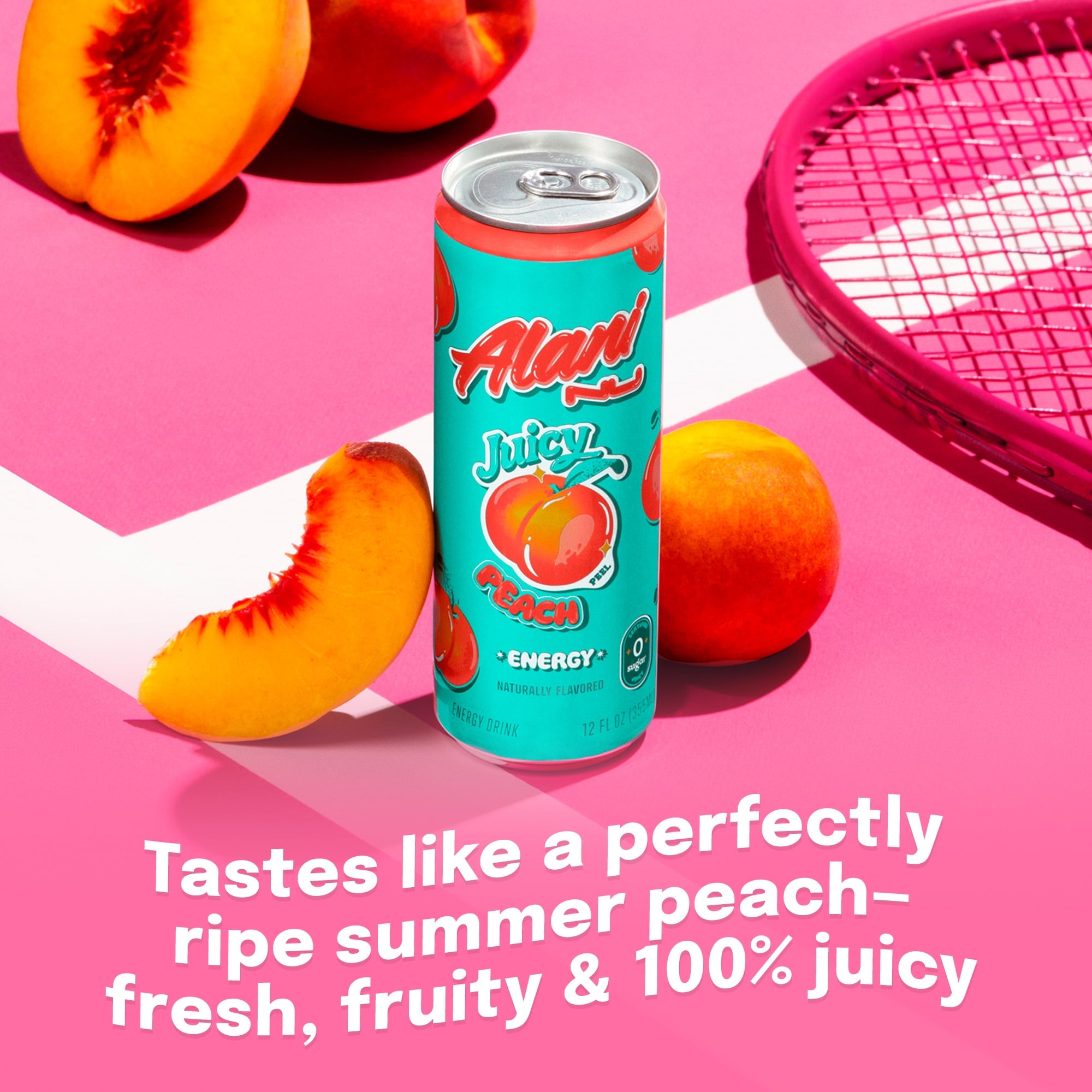 Sugar Free Energy Drink, Juicy Peach, 12 fl oz, 12 Pack, Cans, 200mg Caffeine