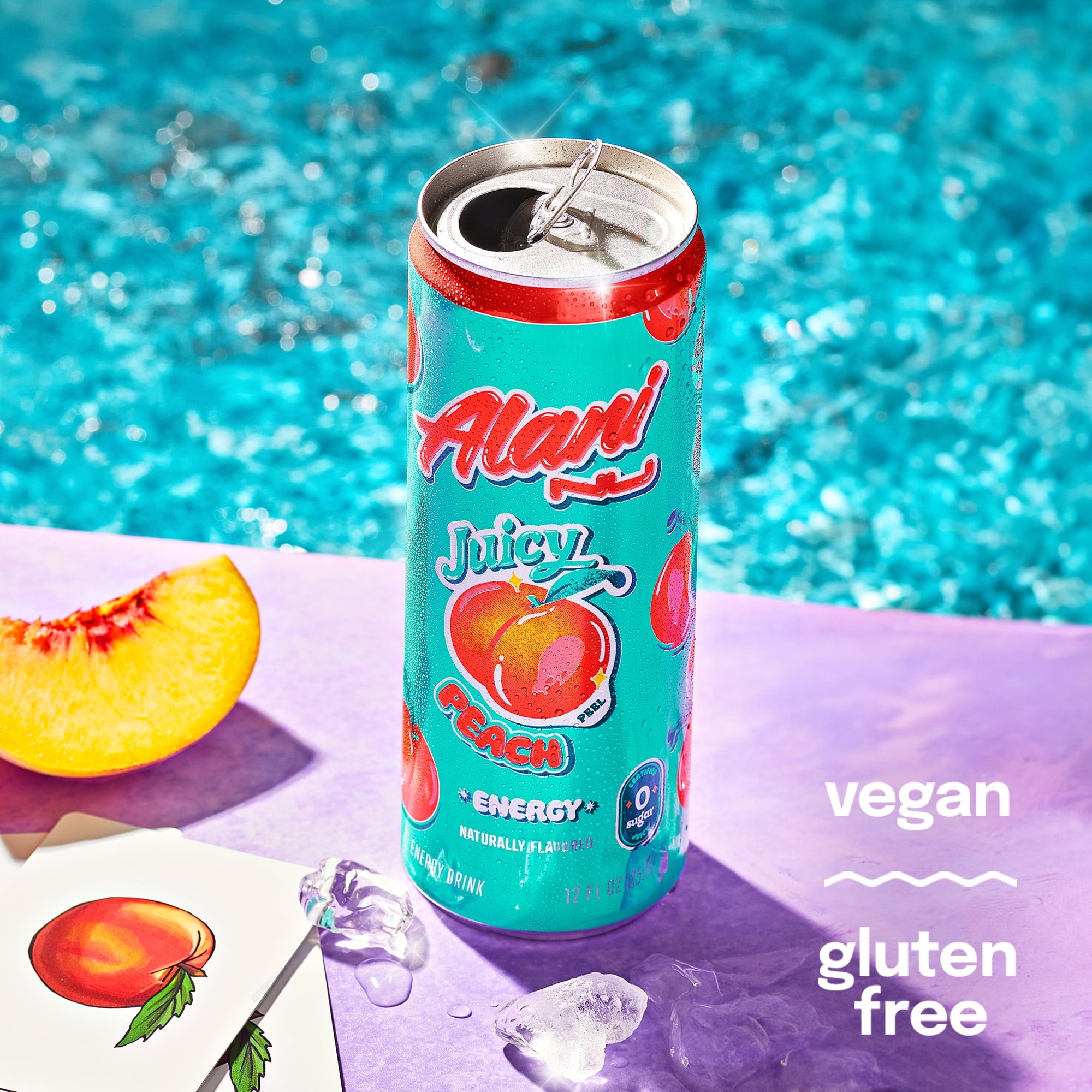 Sugar Free Energy Drink, Juicy Peach, 12 fl oz, 12 Pack, Cans, 200mg Caffeine