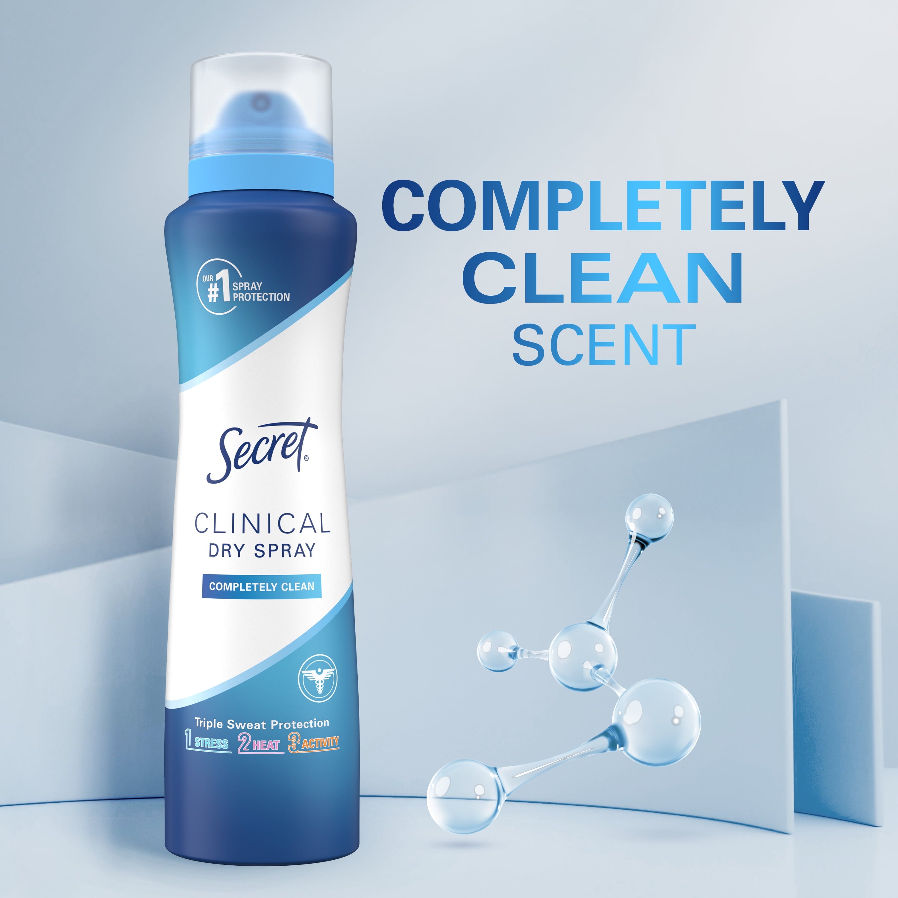 Clinical Strength Dry Spray Antiperspirant &amp; Deodorant for Women, Completley Clean Scent, 3.8oz