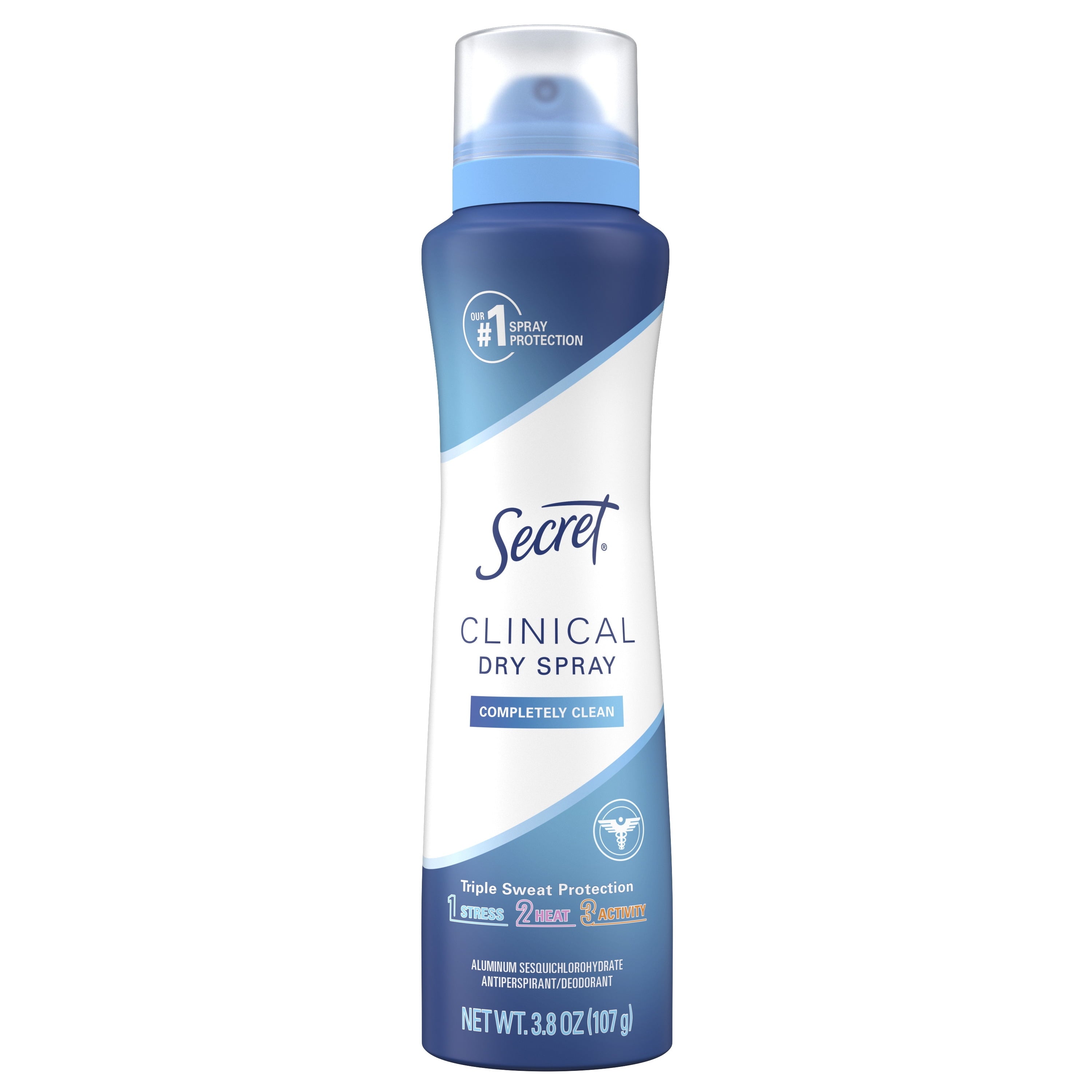 Clinical Strength Dry Spray Antiperspirant &amp; Deodorant for Women, Completley Clean Scent, 3.8oz