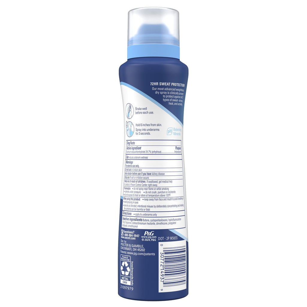 Clinical Strength Dry Spray Antiperspirant &amp; Deodorant for Women, Completley Clean Scent, 3.8oz