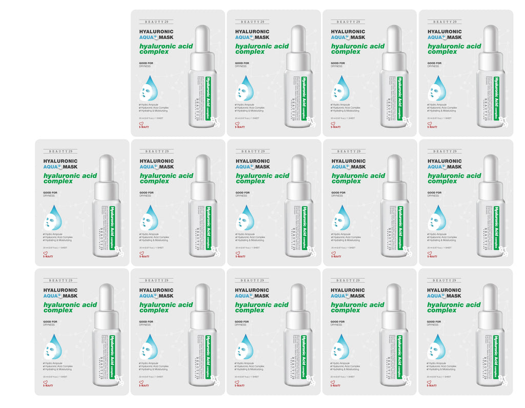 BEAUTY29 Hyaluronic Aqua Plus Essence Full Face Facial Sheet Mask 14 Sheets - 2 WEEKS SET