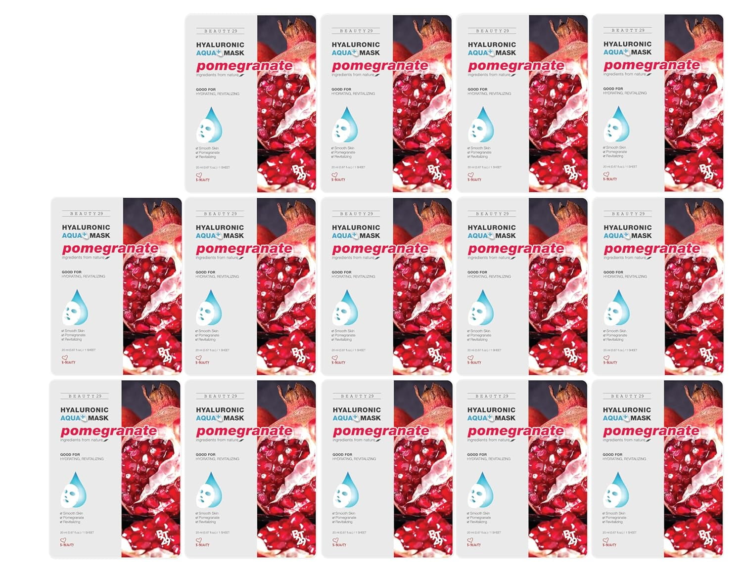 BEAUTY29 Hyaluronic Aqua Plus Essence Full Face Facial Sheet Mask 14 Sheets - 2 WEEKS SET