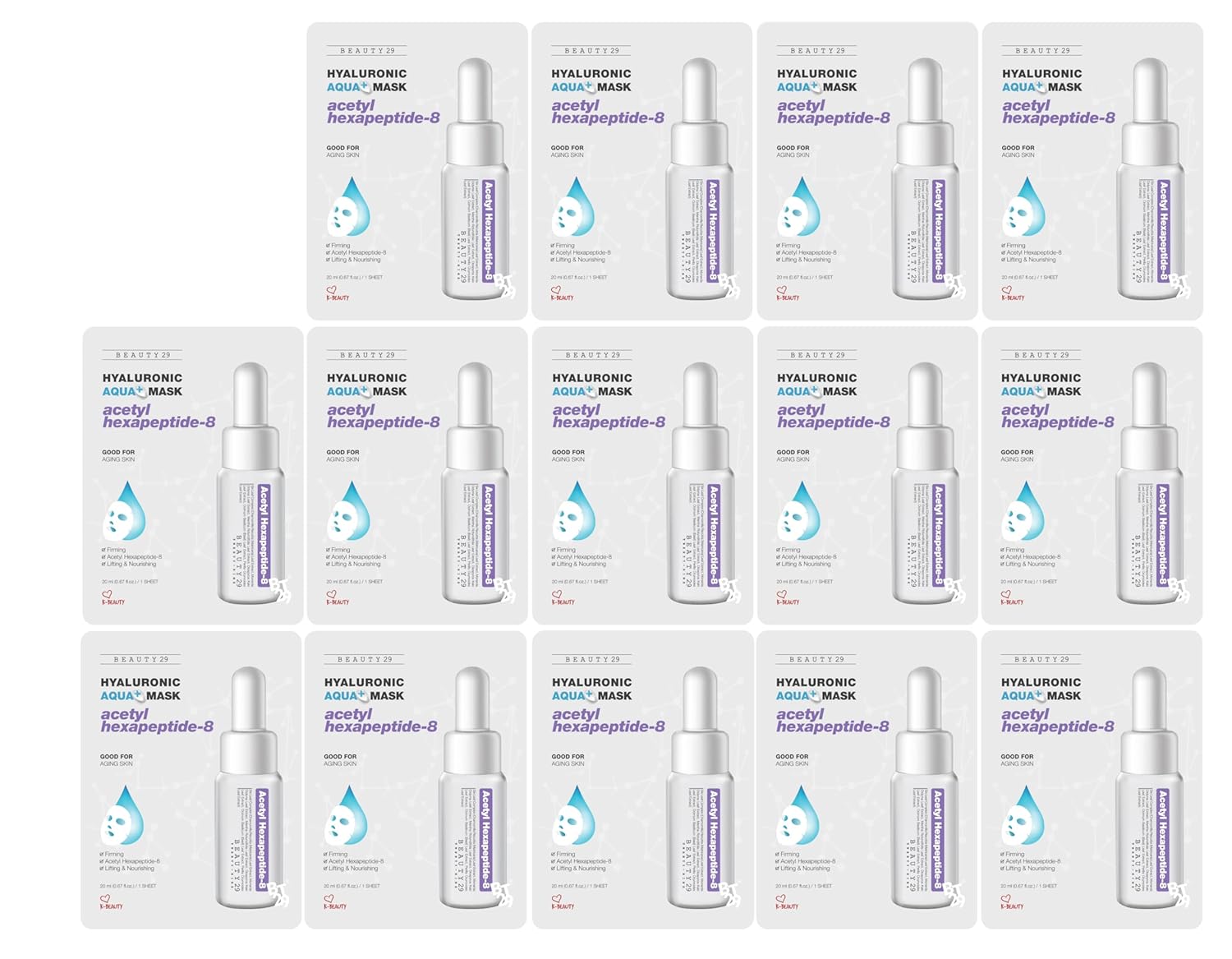 BEAUTY29 Hyaluronic Aqua Plus Essence Full Face Facial Sheet Mask 14 Sheets - 2 WEEKS SET