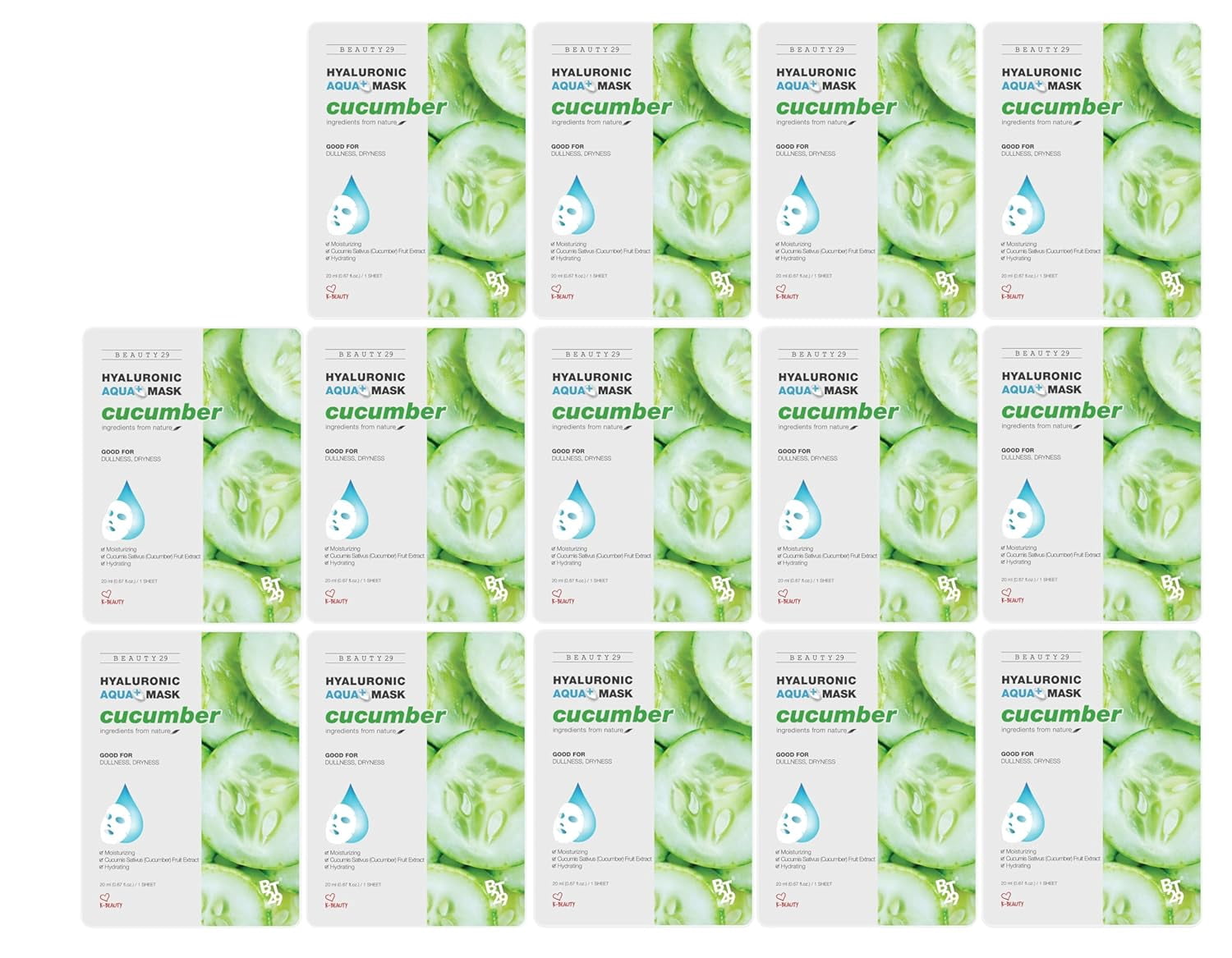 BEAUTY29 Hyaluronic Aqua Plus Essence Full Face Facial Sheet Mask 14 Sheets - 2 WEEKS SET