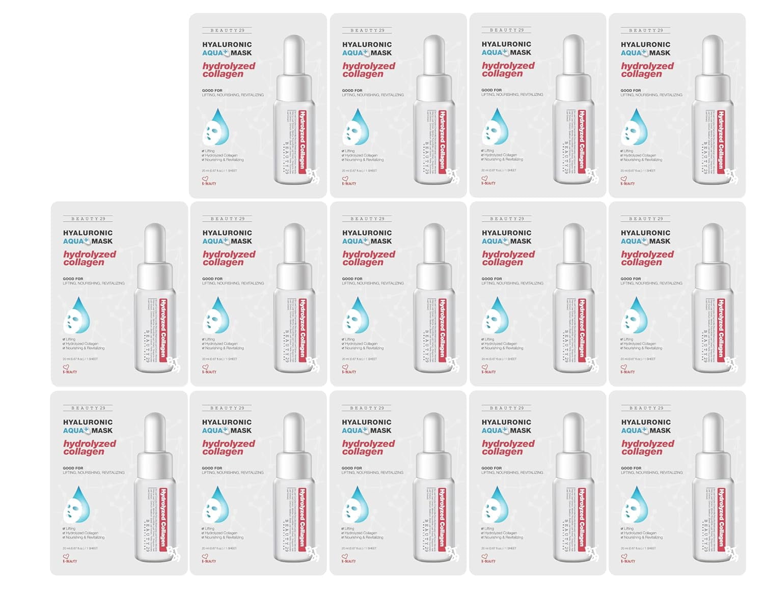 BEAUTY29 Hyaluronic Aqua Plus Essence Full Face Facial Sheet Mask 14 Sheets - 2 WEEKS SET