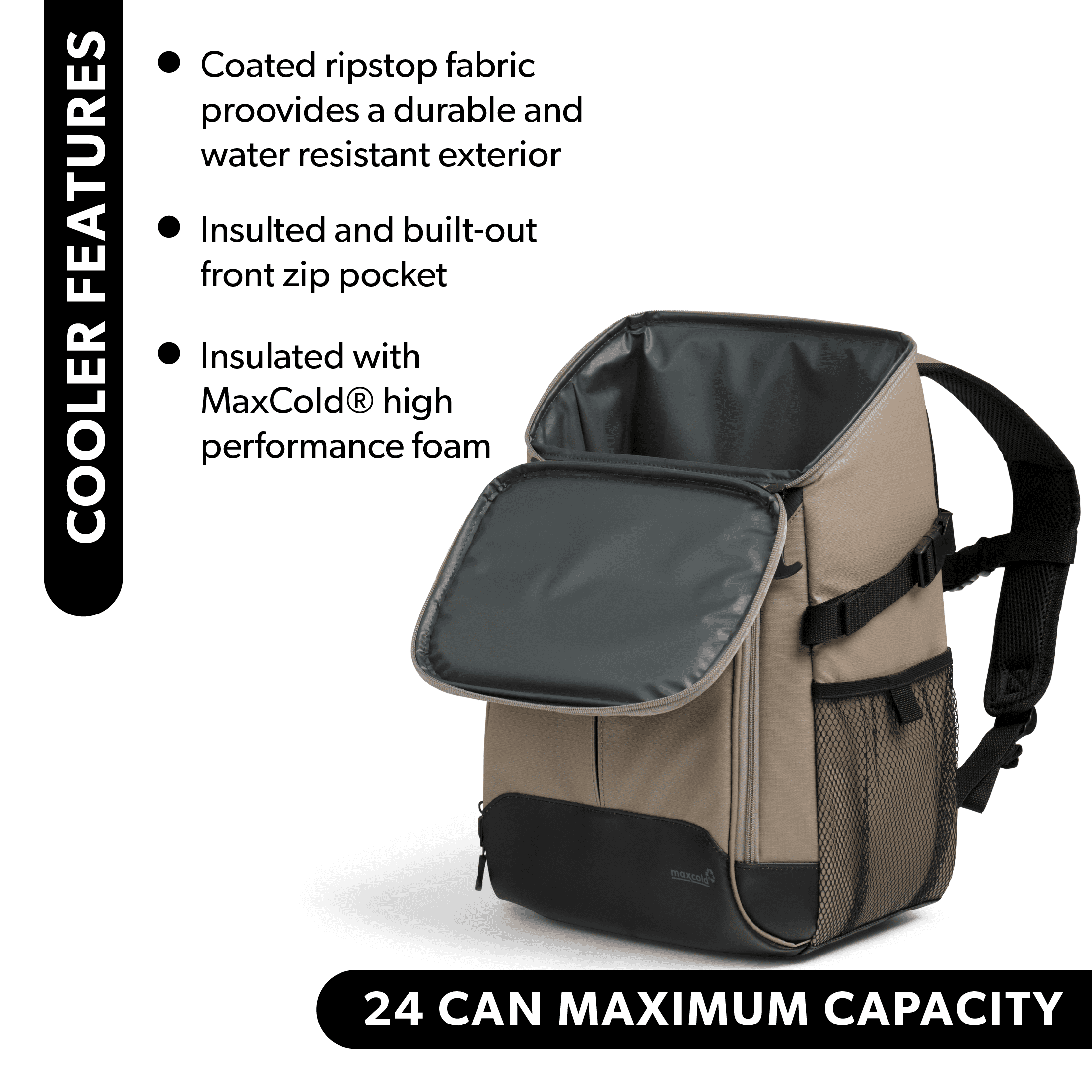 Igloo Trek Backpack Soft-Sided Cooler with 24 Can Capacity in Sandstone Tan