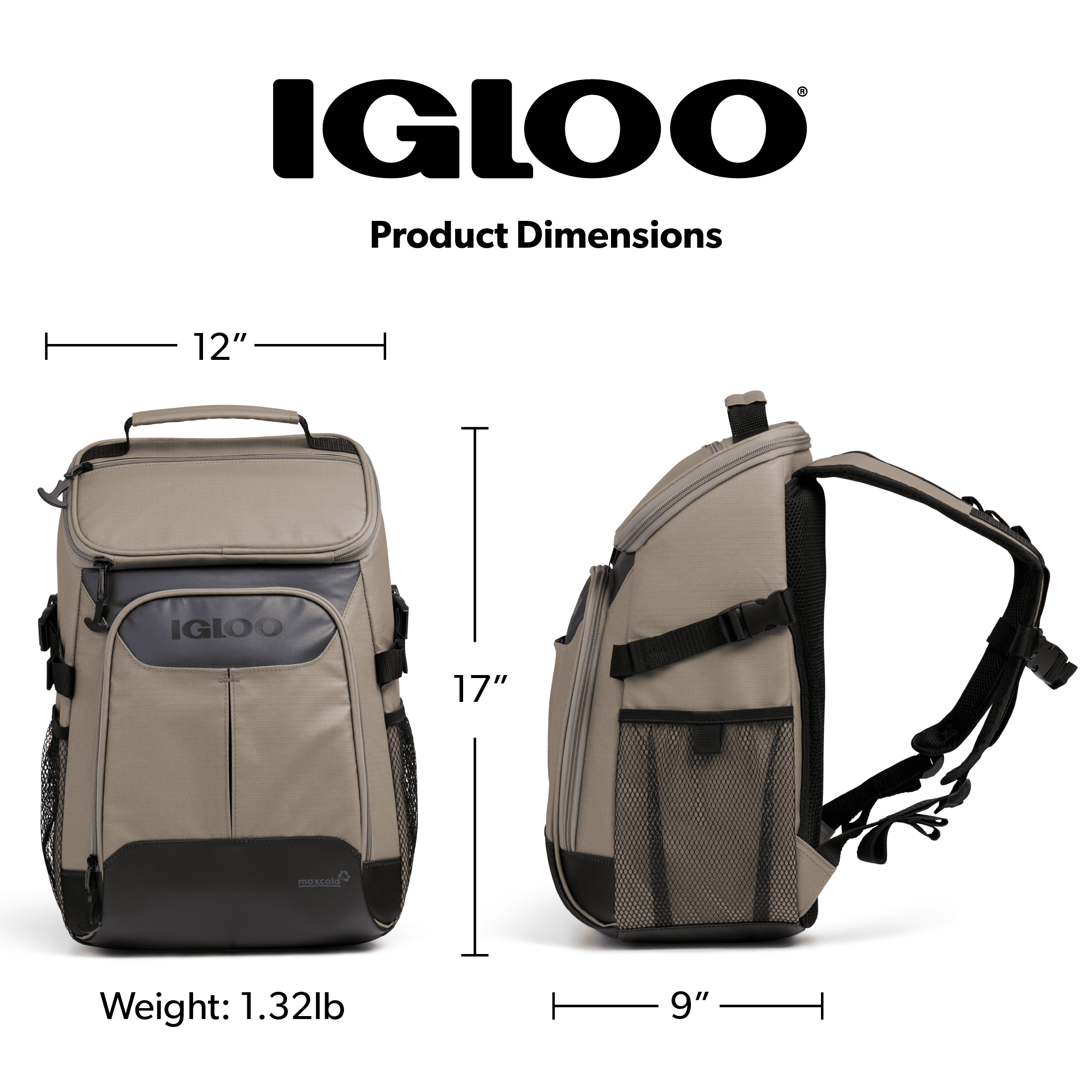 Igloo Trek Backpack Soft-Sided Cooler with 24 Can Capacity in Sandstone Tan