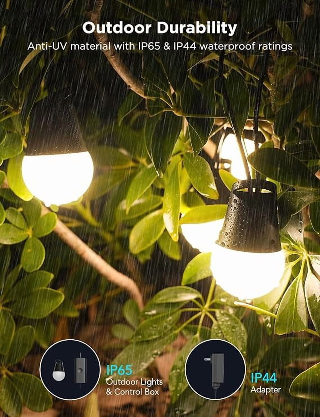 Smart Outdoor String Lights 2, 96ft,RGBIC, Dimmable Warm White, 47 Scenes, IP65, Alexa,App Control