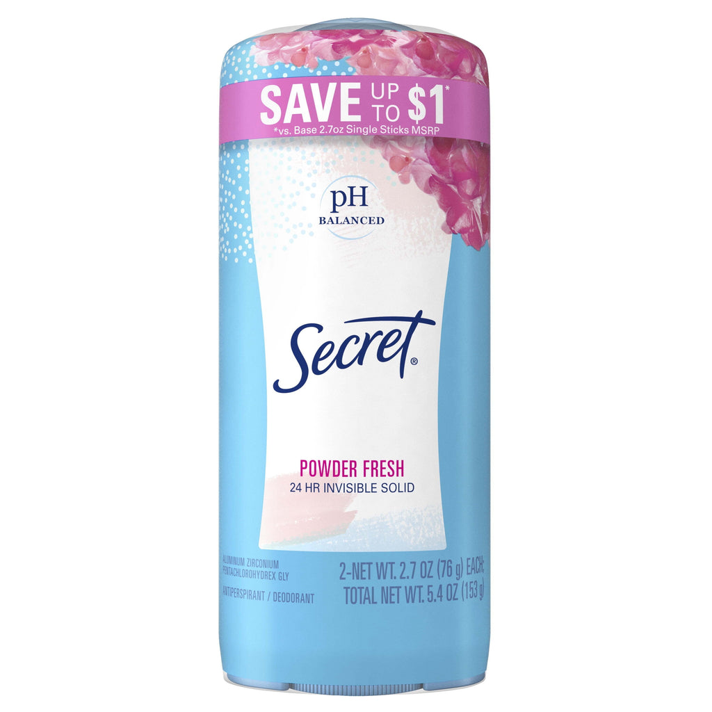 Solid Antiperspirant Deodorant, Powder Fresh, 2.7 oz, Twin Pack