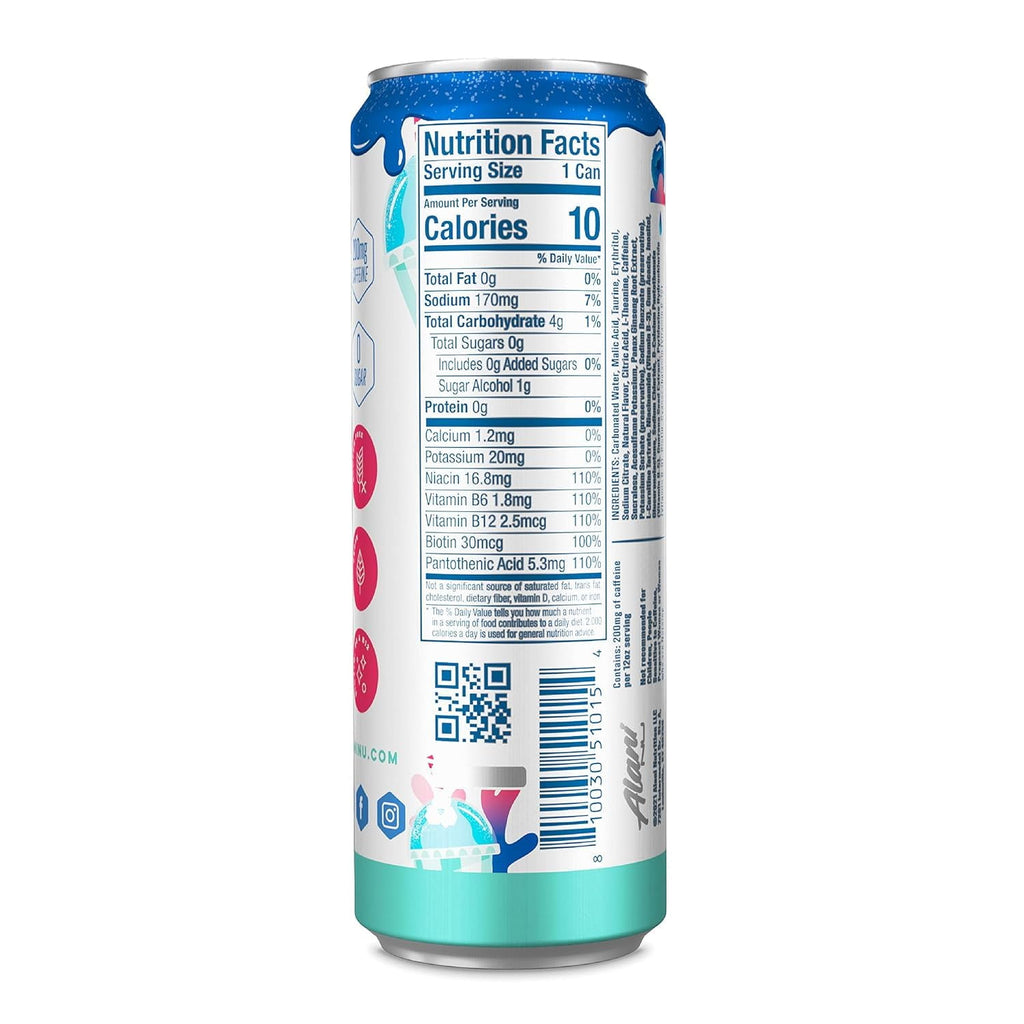 Energy Drinks Blue Slush Zero Suger, Low - Calorie, Energy Boost Drinks 12 oz (6 Pack)