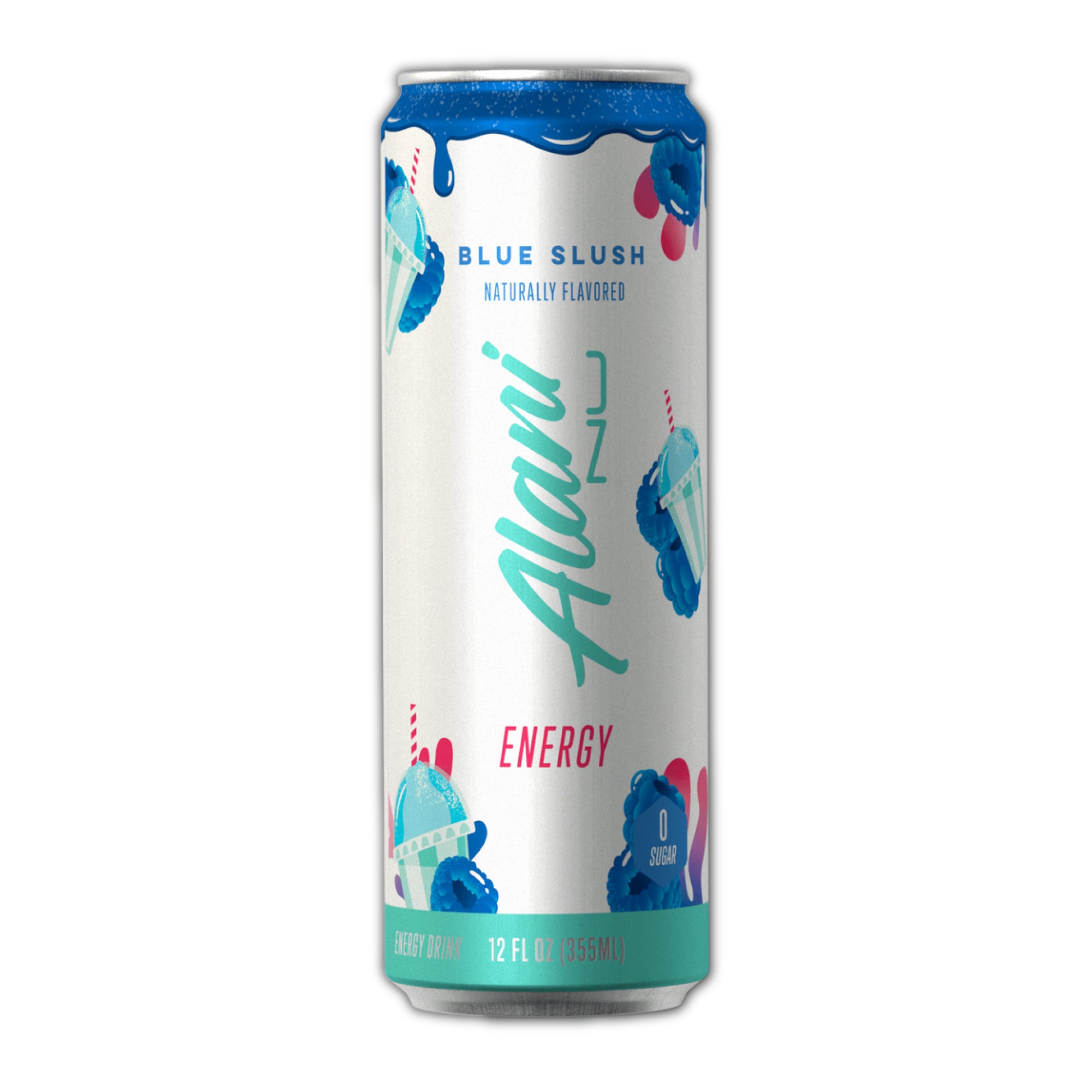 Energy Drinks Blue Slush Zero Suger, Low - Calorie, Energy Boost Drinks 12 oz (6 Pack)