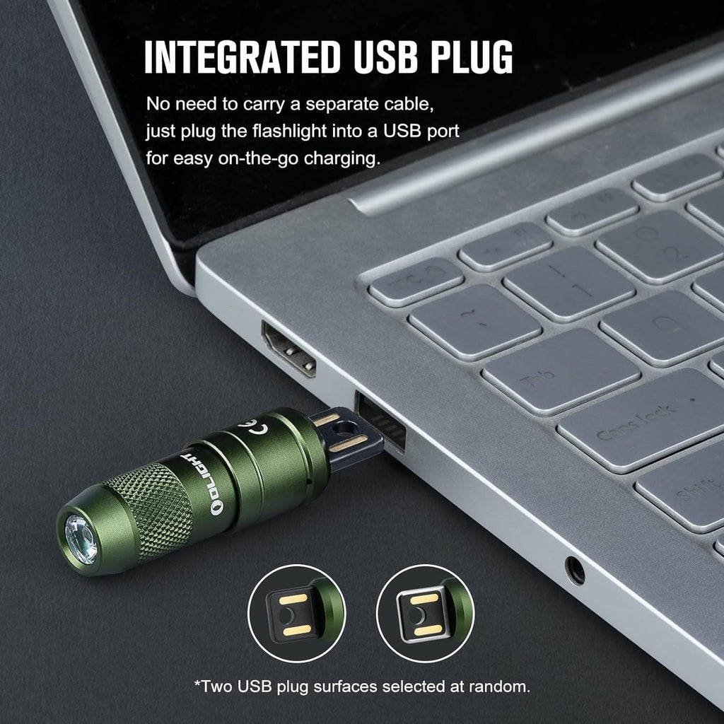 IMINI 2 EDC Rechargeable Flashlight 50 Lumens Compact and Portable Mini Light for Everyday Carry and Emergencies (OD Green)