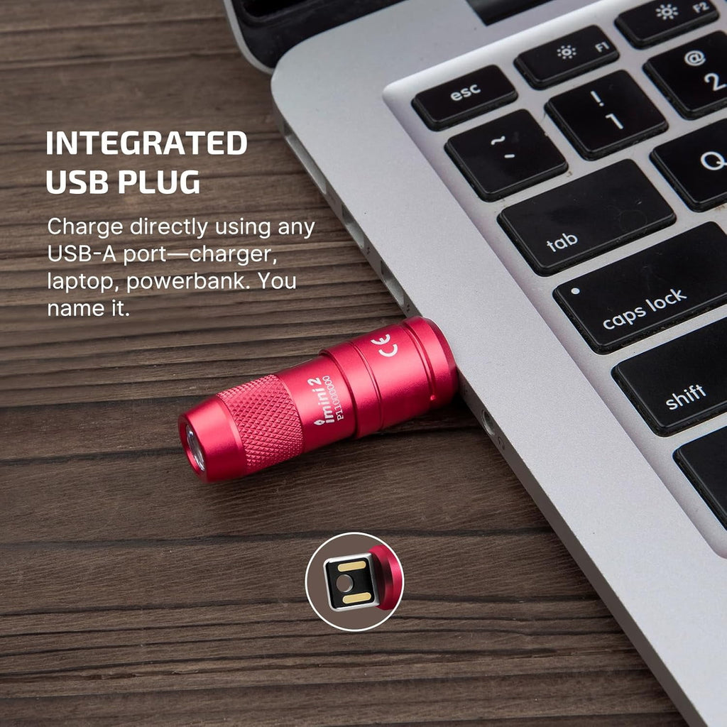 IMINI 2 EDC Rechargeable Flashlight 50 Lumens Compact and Portable Mini Light for Everyday Carry and Emergencies (OD Green)