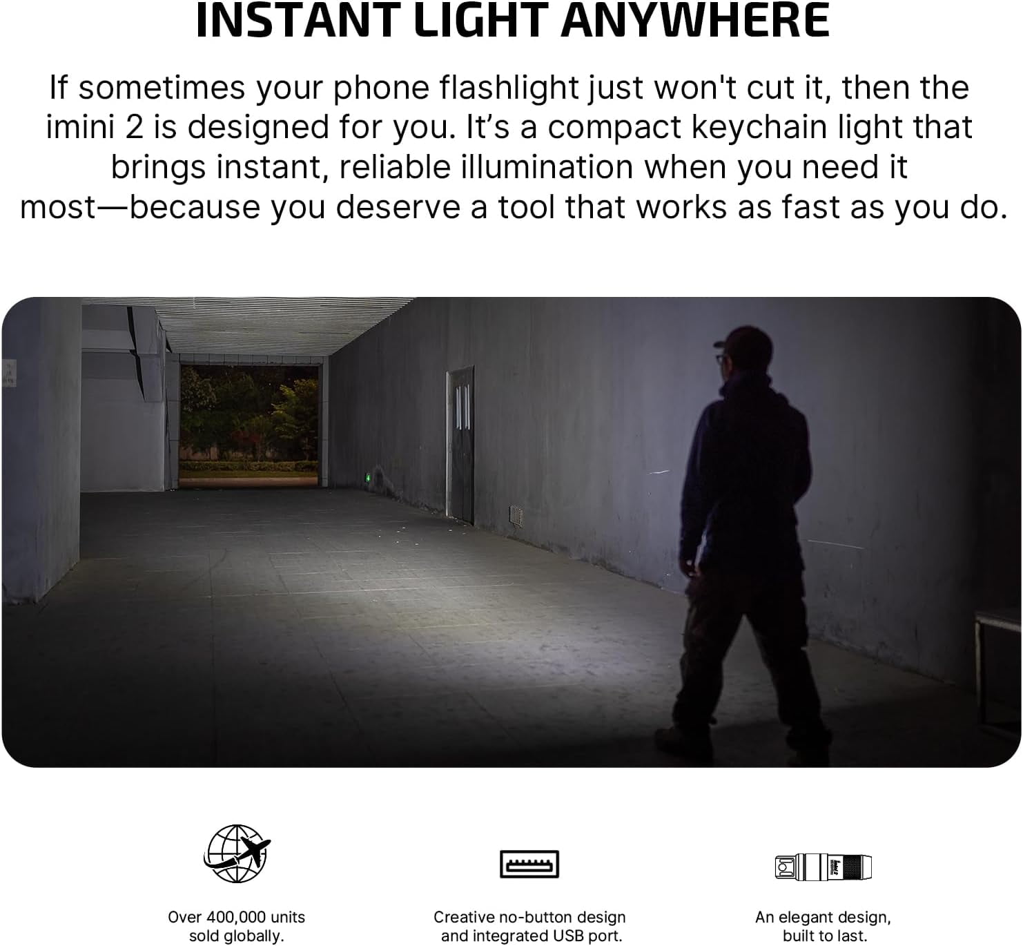 IMINI 2 EDC Rechargeable Flashlight 50 Lumens Compact and Portable Mini Light for Everyday Carry and Emergencies (OD Green)