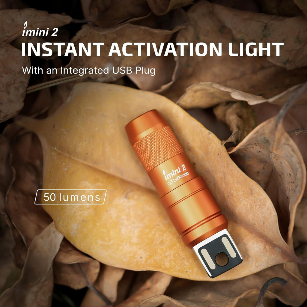 IMINI 2 EDC Rechargeable Flashlight 50 Lumens Compact and Portable Mini Light for Everyday Carry and Emergencies (OD Green)