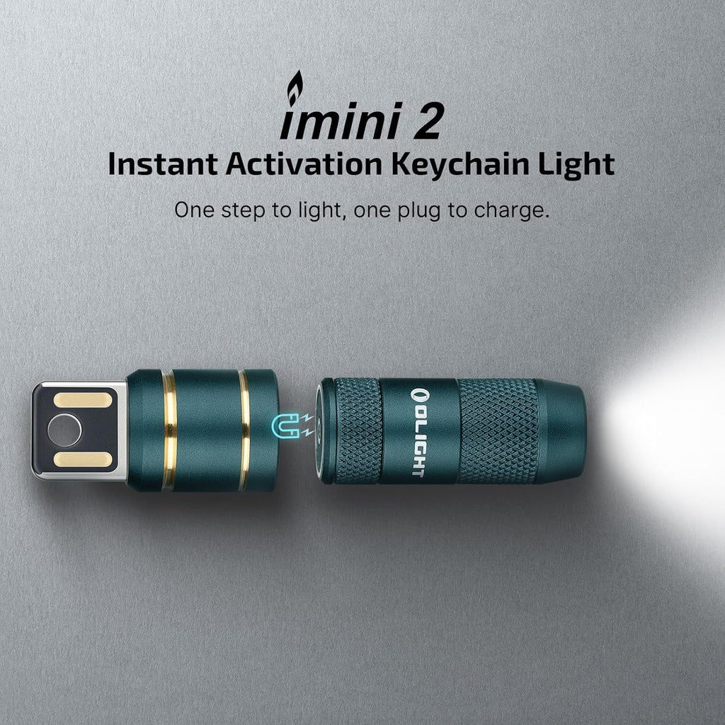 IMINI 2 EDC Rechargeable Flashlight 50 Lumens Compact and Portable Mini Light for Everyday Carry and Emergencies (OD Green)