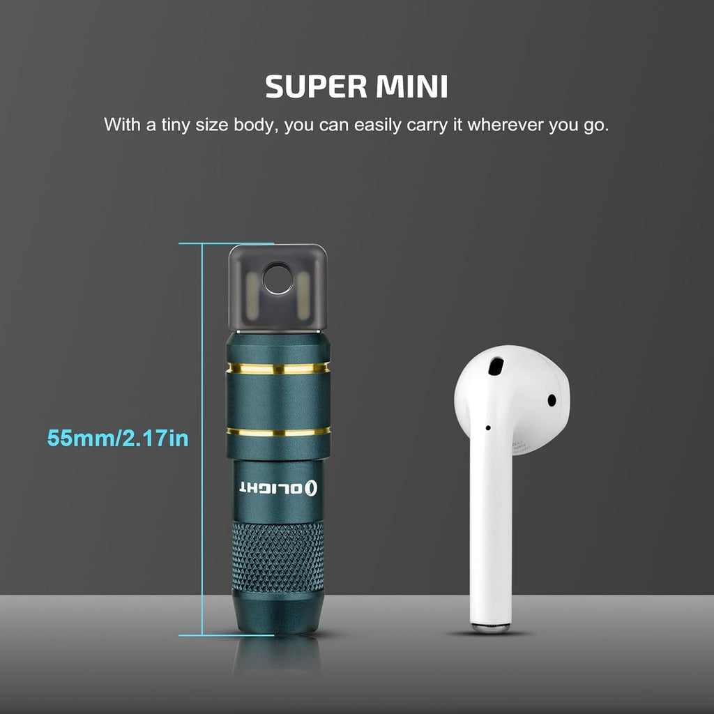 IMINI 2 EDC Rechargeable Flashlight 50 Lumens Compact and Portable Mini Light for Everyday Carry and Emergencies (OD Green)