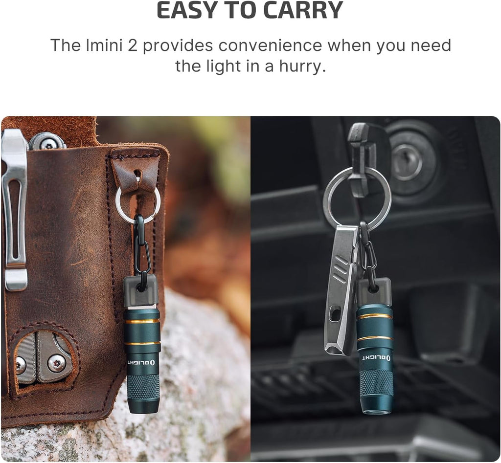 IMINI 2 EDC Rechargeable Flashlight 50 Lumens Compact and Portable Mini Light for Everyday Carry and Emergencies (OD Green)
