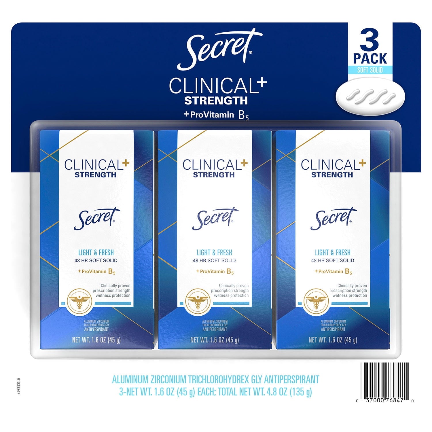 Clinical Strength Invisible Solid Sensitive Antiperspirant &amp; Deodorant, Unscented 1.60 oz (Pack of 3)