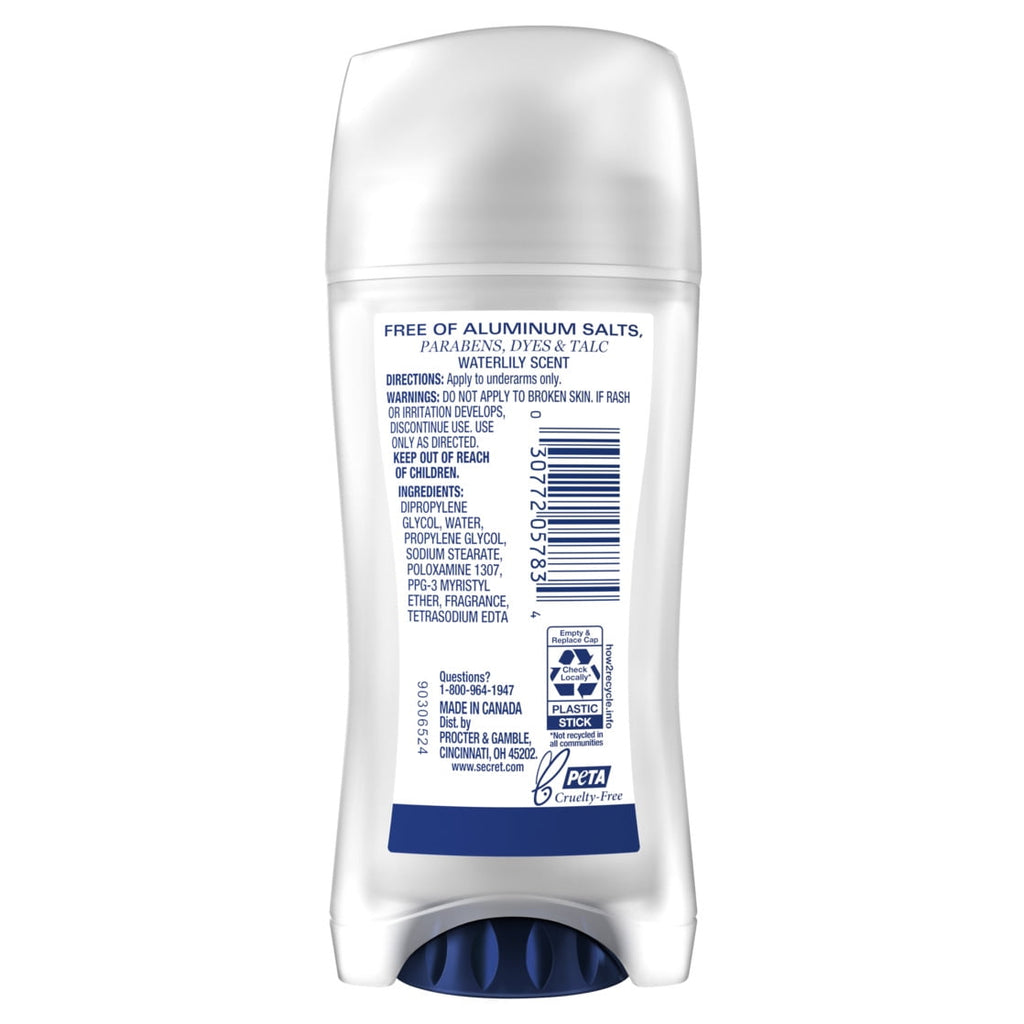 Aluminum Free Deodorant Clear Solid, Waterlily, 2.4 oz