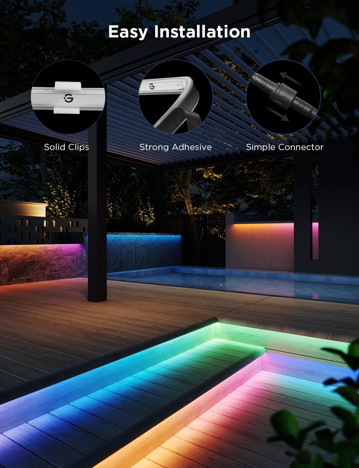 RGBICWW Outdoor LED Strip Lights (32.8 ft)