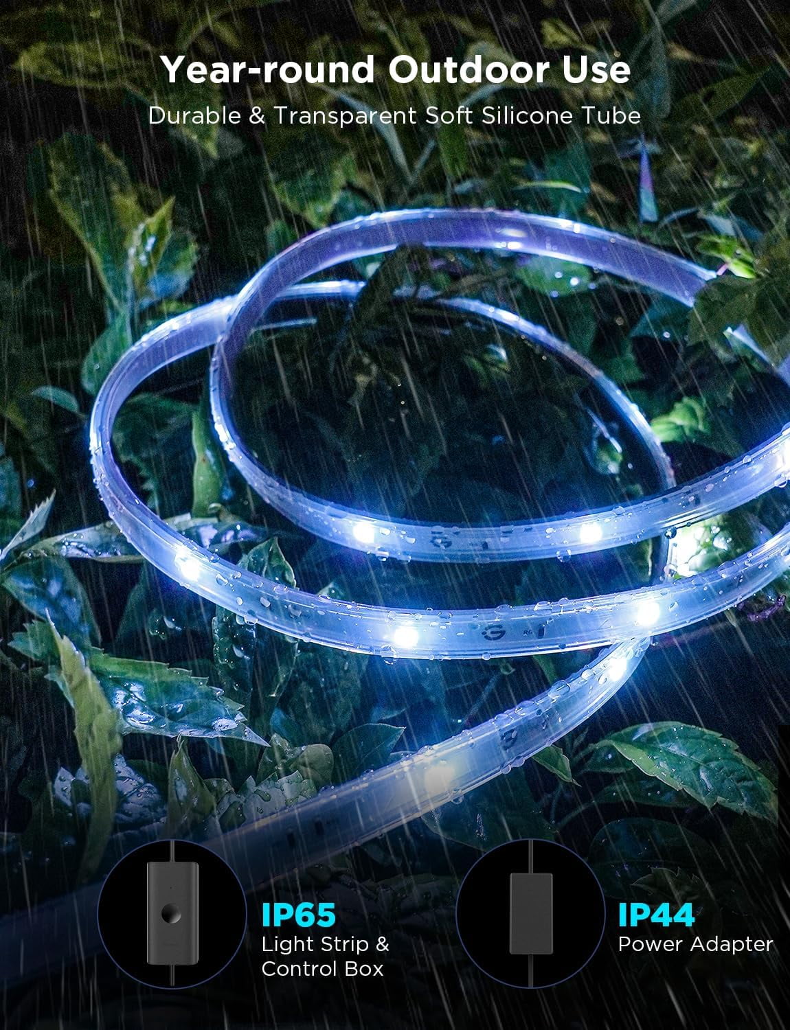 RGBICWW Outdoor LED Strip Lights (32.8 ft)