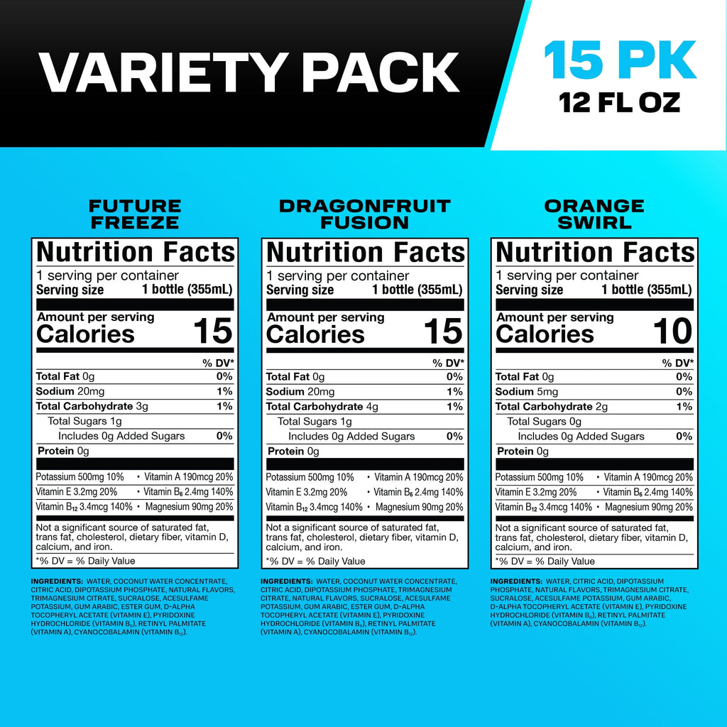 Sports Drink, Variety Pack, Future Freeze, Orange Swirl, Dragonfruit Fusion, 12 fl oz, Bottles