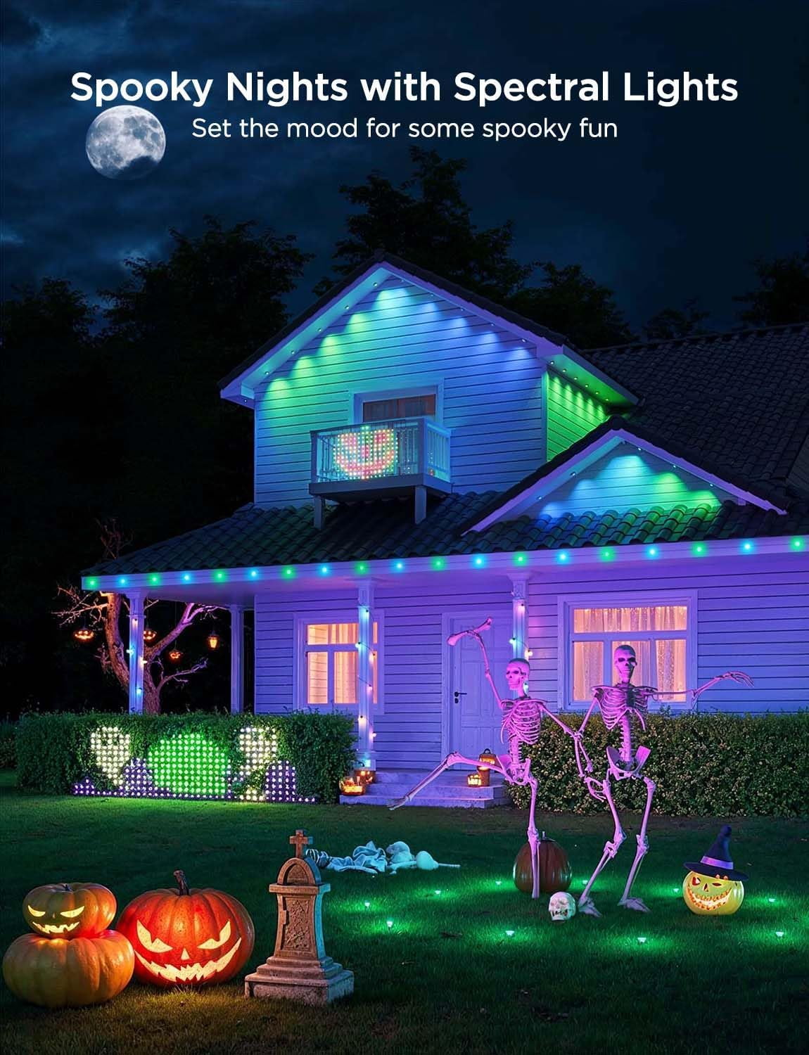 Permanent Outdoor Light 2 (Elite), RGBICW 16 Million Colors Outside Lights with 100 preset modes,IP67 Waterproof,Holiday Decorations For Christmas,Google,Alexa Support,100ft,Black