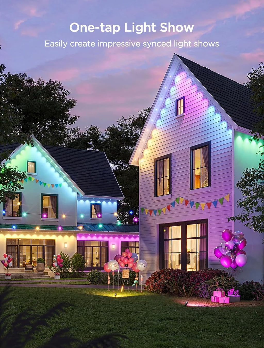 Permanent Outdoor Light 2 (Elite), RGBICW 16 Million Colors Outside Lights with 100 preset modes,IP67 Waterproof,Holiday Decorations For Christmas,Google,Alexa Support,100ft,Black