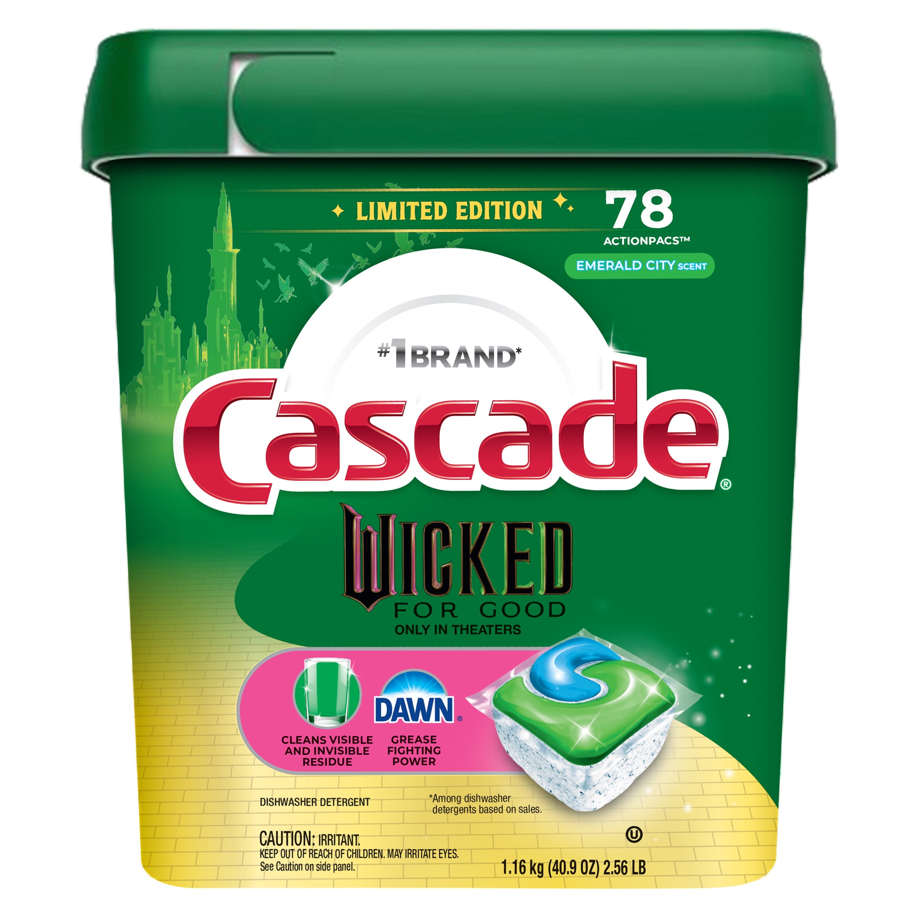 Complete "Wicked: For Good" Limited Edition Dishwasher Pods, Dish Detergent Soap, Emerald City Scent, 78 Count