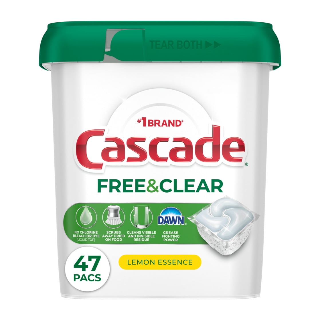 Free &amp; Clear Dishwasher Pods, Dishwasher Detergent, Dish Detergent Soap, Lemon, 47 count