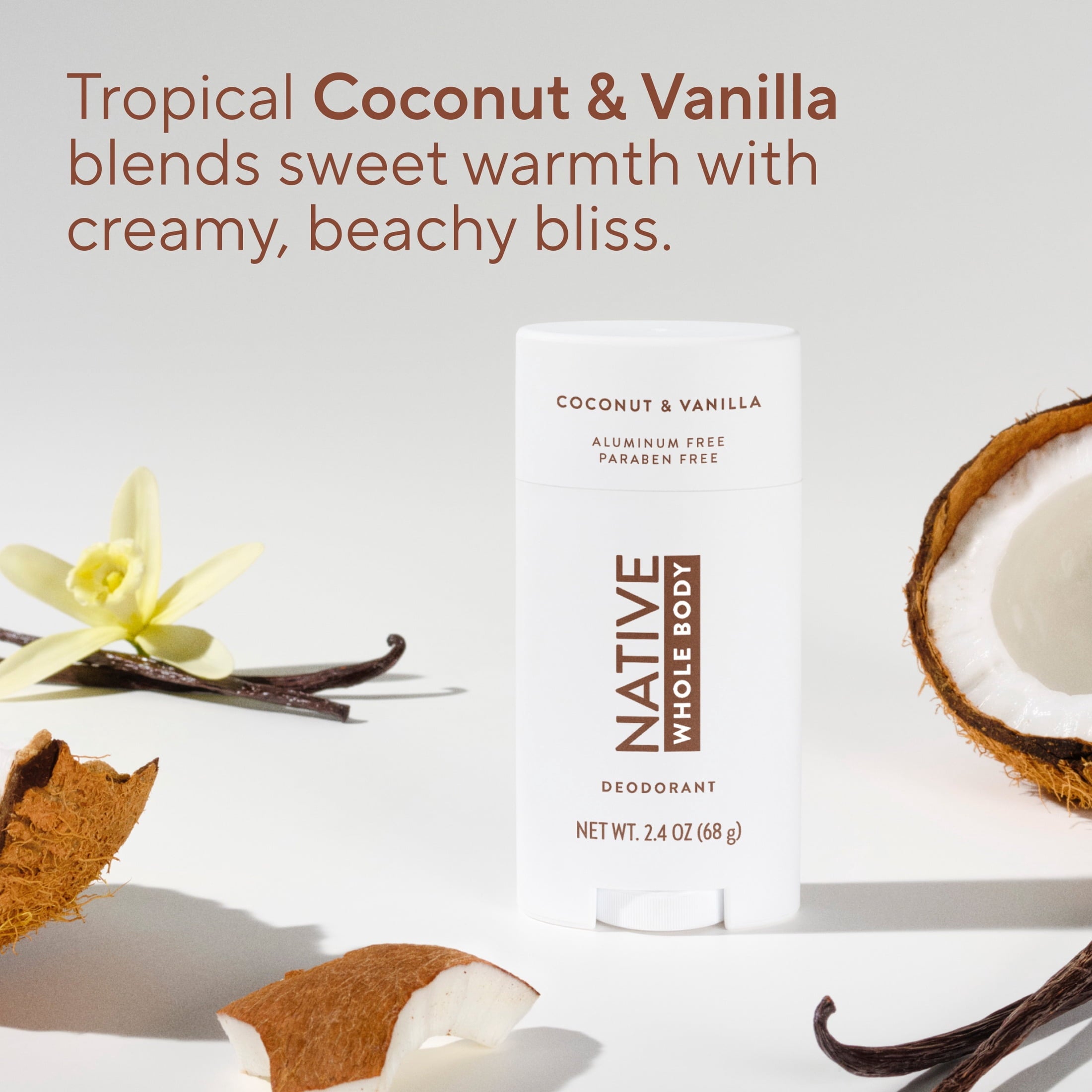 Native Whole Body Deodorant For Women, Aluminum Free Deodorant Stick, Coconut &amp; Vanilla, 2.4oz