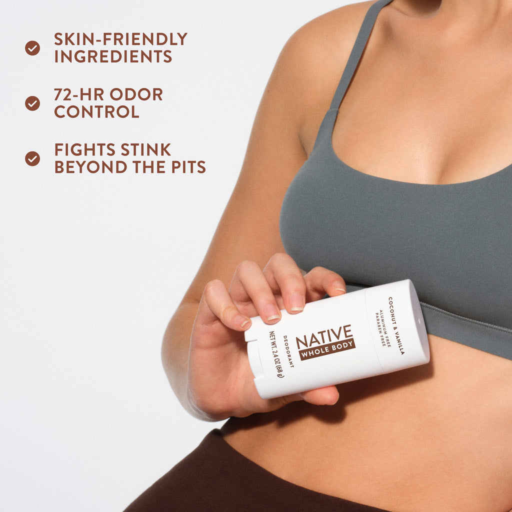 Native Whole Body Deodorant For Women, Aluminum Free Deodorant Stick, Coconut &amp; Vanilla, 2.4oz