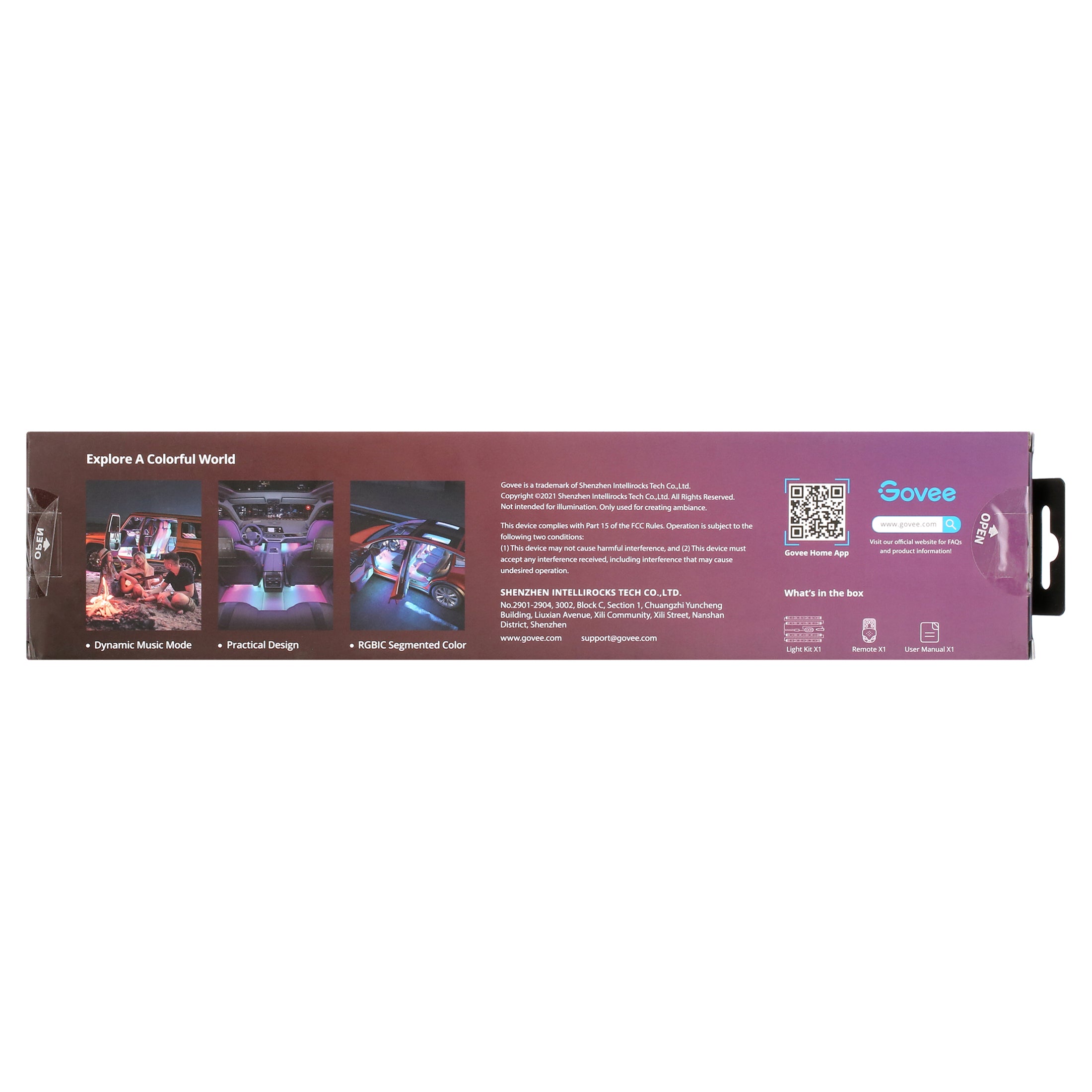 Interior Car LED Lights,RGBIC Color Changing Effect,Smart APP Control,4 Music Mode,4 Pack,0.98 Ft