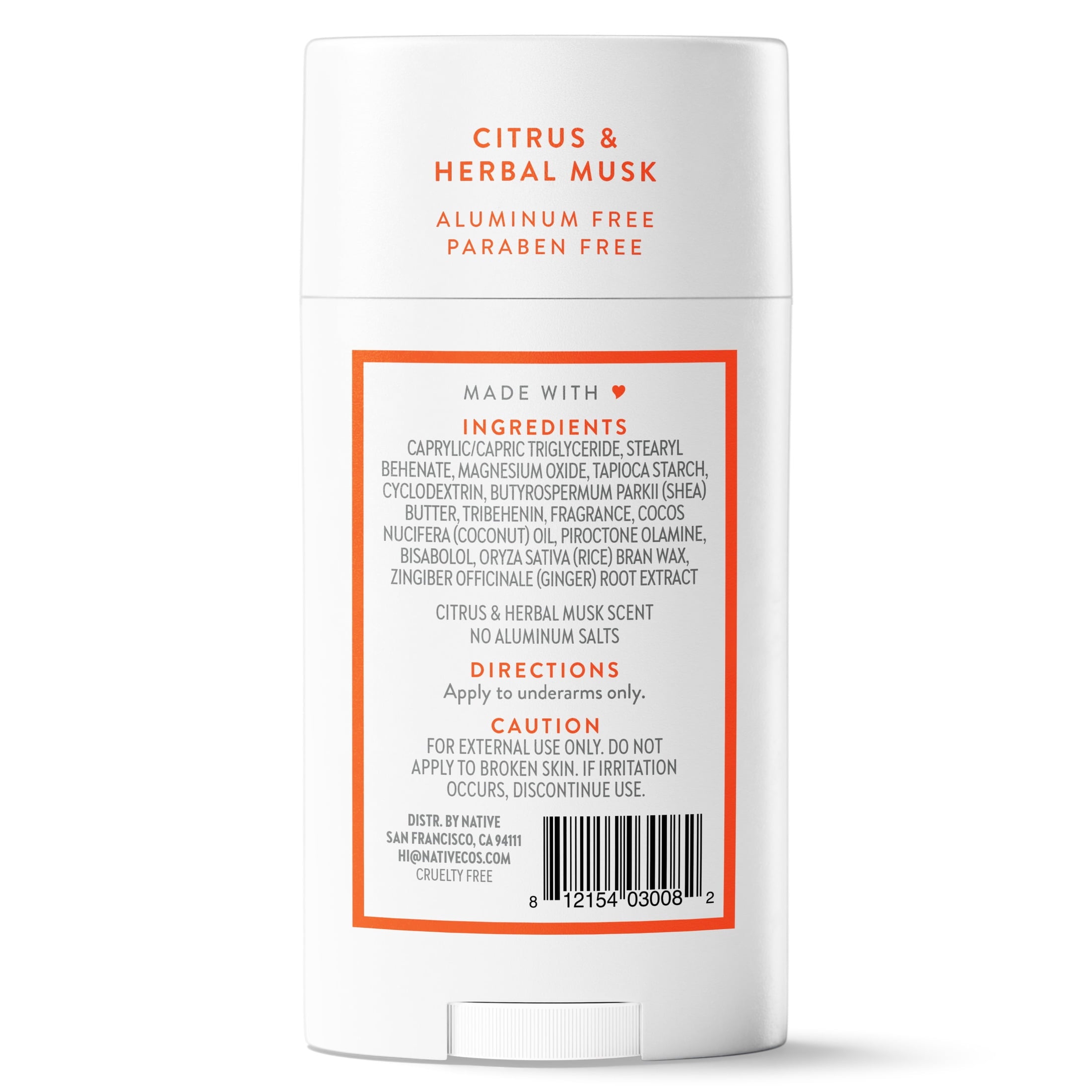Deodorant, Aluminum Free, Citrus &amp; Herbal Musk, Deodorant for Men and Women, 2.65 oz