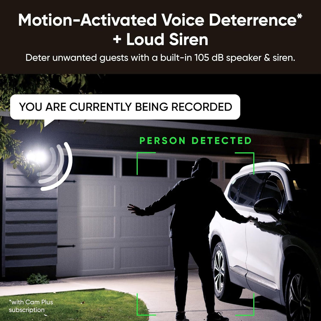 2K HD Outdoor Security Cam, Motion Light, Color Night Vision, 105db Siren, Floodlight Camera v2, 2800-Lumen LEDs
