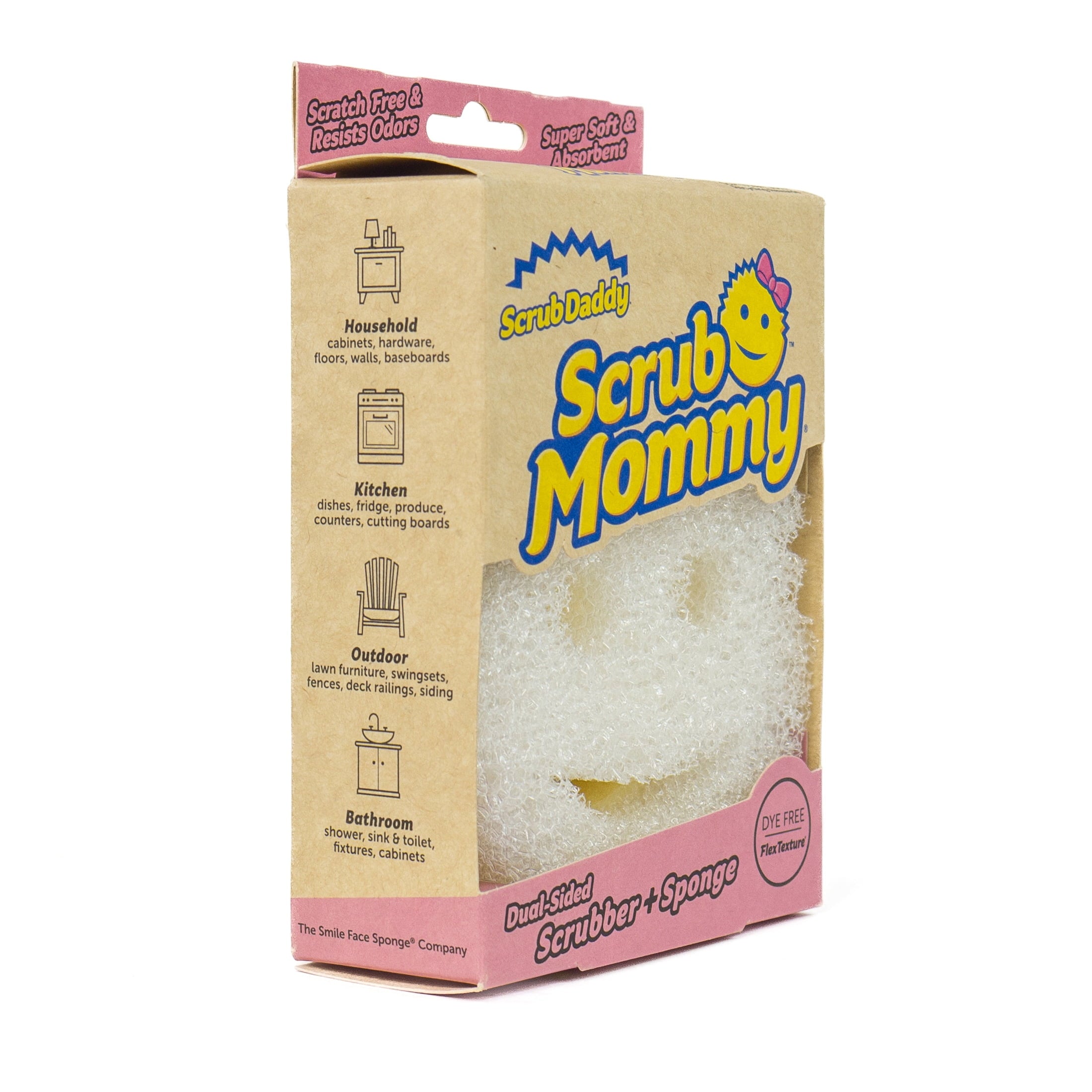 Dye Free Scrub Mommy - Non-Scratch Dish Scrubber Cleaning Sponge Multi-Surface Safe – Dye Free Dual-Sided Dish Sponge for Scrubbing and Wiping, 1 Count