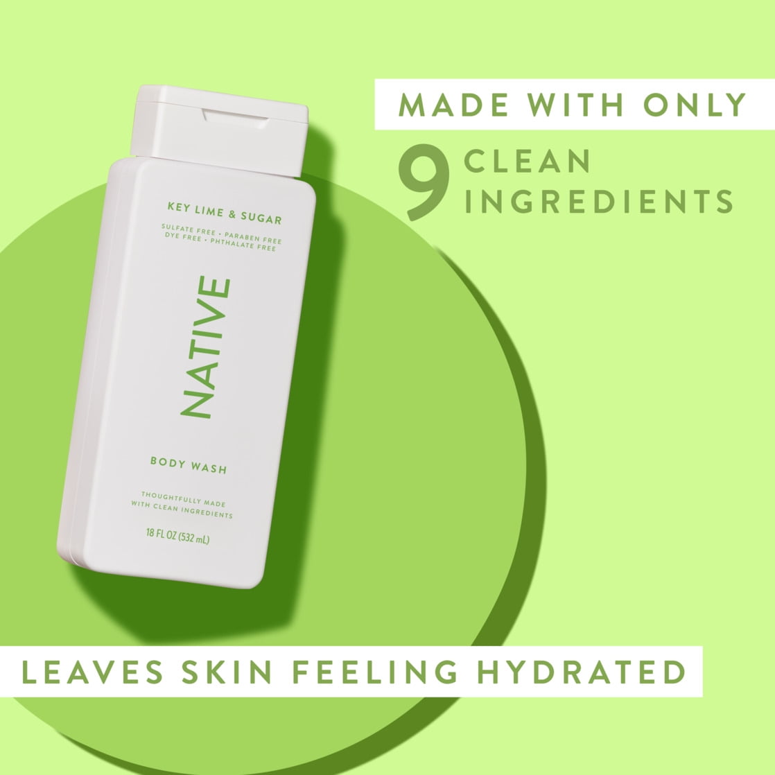 Body Wash, Key Lime &amp; Sugar, Sulfate Free, Naturally Derived Ingredients, 24hr Freshness, for Women &amp; Men, 18 fl oz