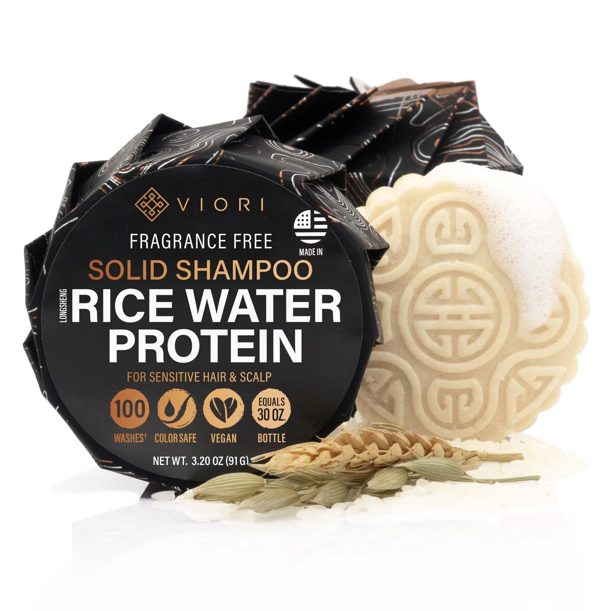 Handcrafted Sulfate Free for Hair Growth Daily Shampoo with Rice Water, Hidden Waterfall, 3.17 oz