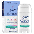 Clinical Antiperspirant Deodorant for Women, 100HR Sweat &amp; Odor Protection, Hyaluronic Acid, Soft Solid, Free &amp; Sensitive, 1.6 oz