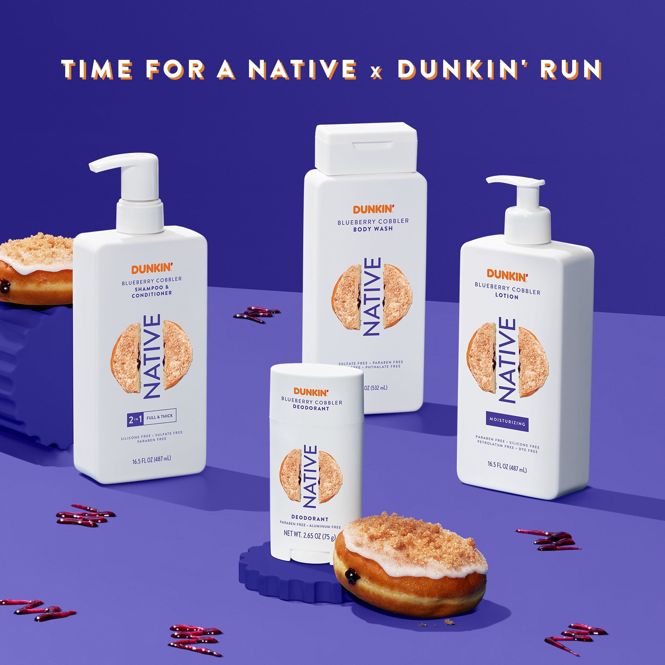 2in1 Shampoo and Conditioner, Dunkin' Blueberry Cobbler, Sulfate Free, 16.5 fl oz