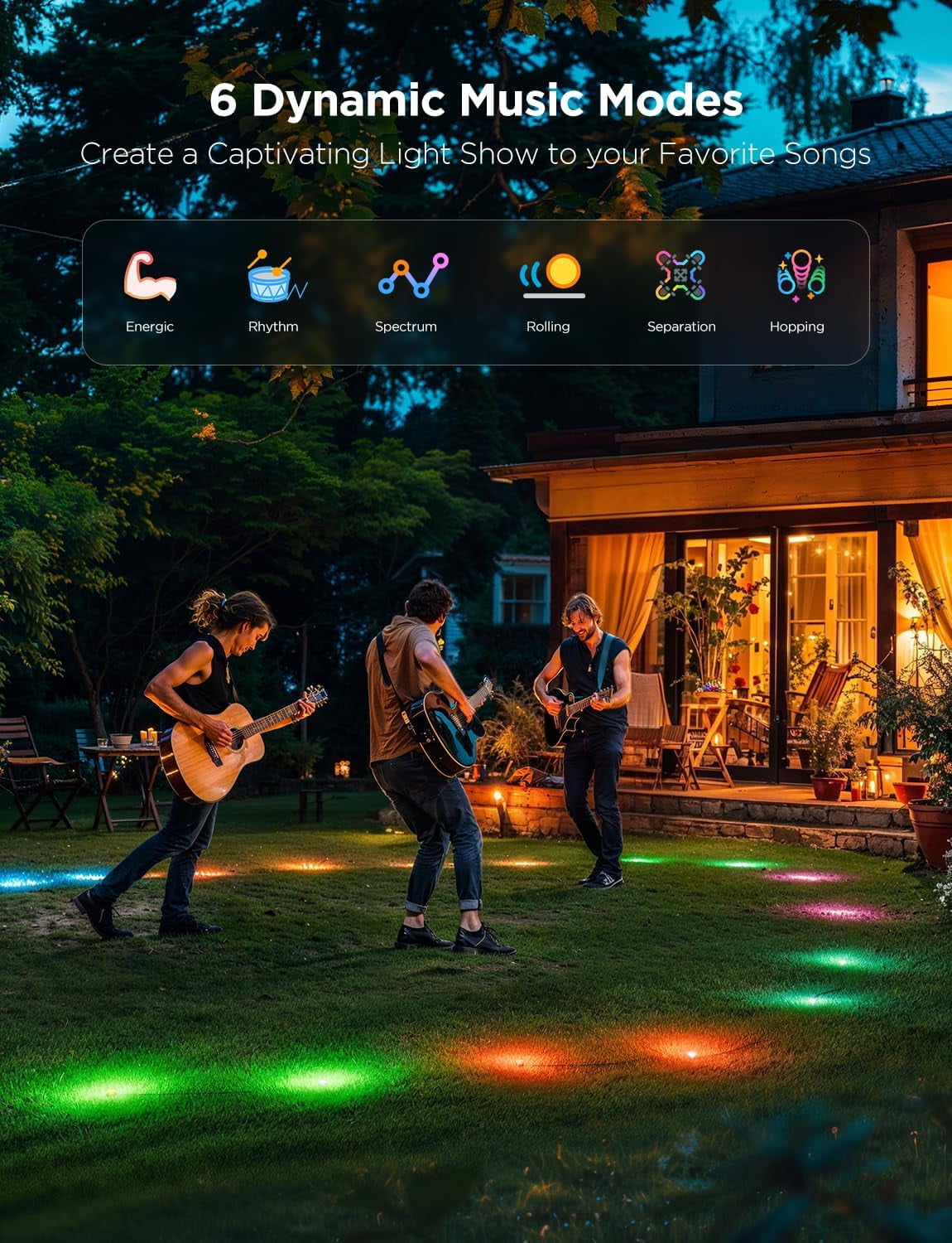 Outdoor Ground Lights 2, 15 Pack RGBIC Pathway Lights with 100LM Warm White, IP67 Waterproof, 63 Scene Modes, Works with Alexa, Google Assistant