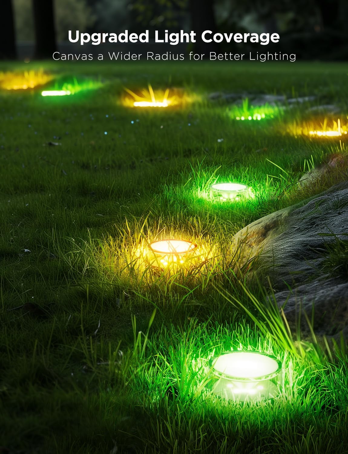 Outdoor Ground Lights 2, 15 Pack RGBIC Pathway Lights with 100LM Warm White, IP67 Waterproof, 63 Scene Modes, Works with Alexa, Google Assistant