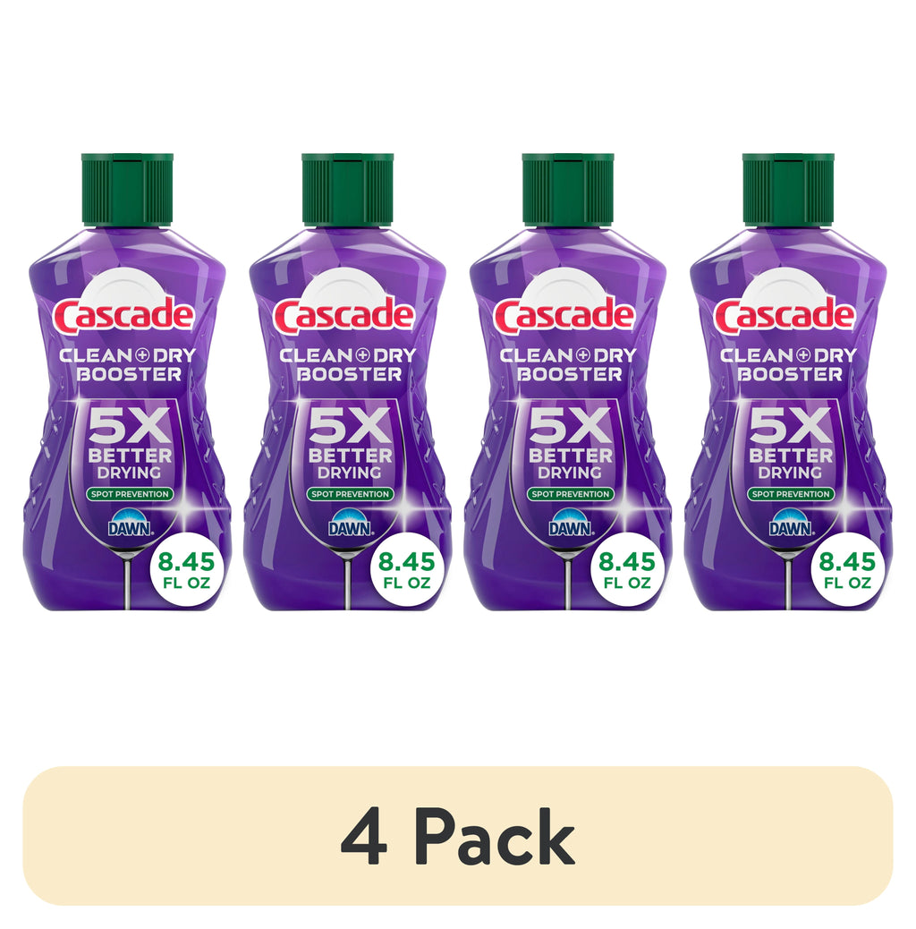 (4 pack) Cascade Rinse Aid Clean &amp; Dry Booster, 8.45oz