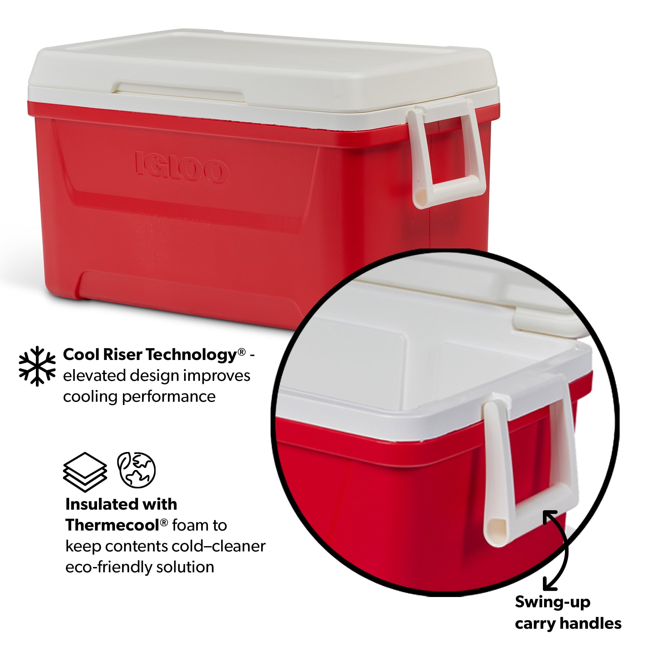 48 QT Laguna Hard Sided Ice Chest Cooler, Red