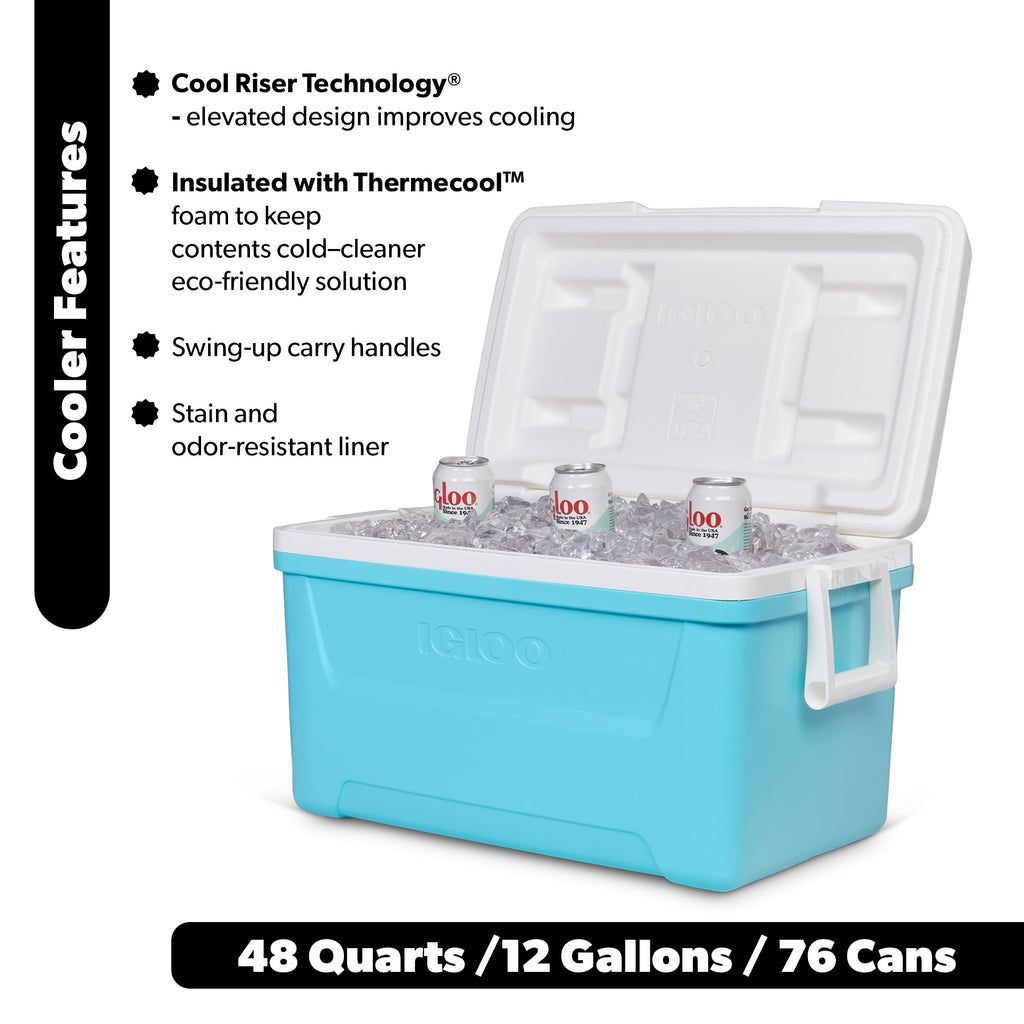 48 QT Laguna Hard Sided Ice Chest Cooler, Red